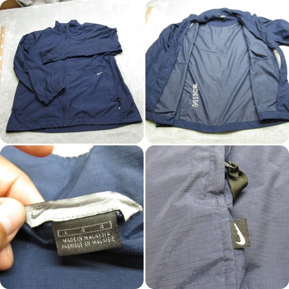 Nike Jacket Men Large Navy Full Zip Lightweight Ripstop Packable Windbreaker VTG - Picture 1 of 13